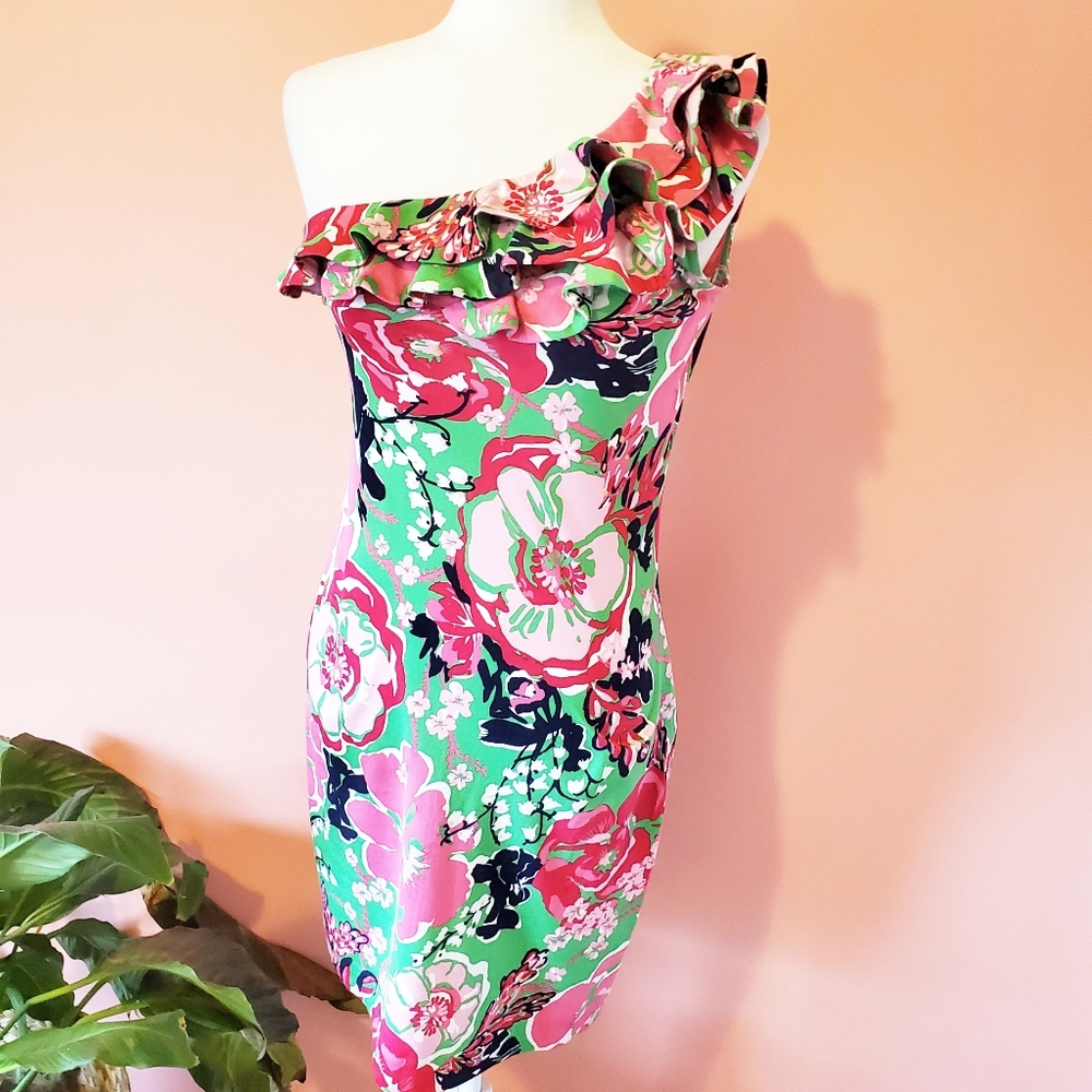 Y2K Lilly Pulitzer Hibiscus Coconut One Shoulder…